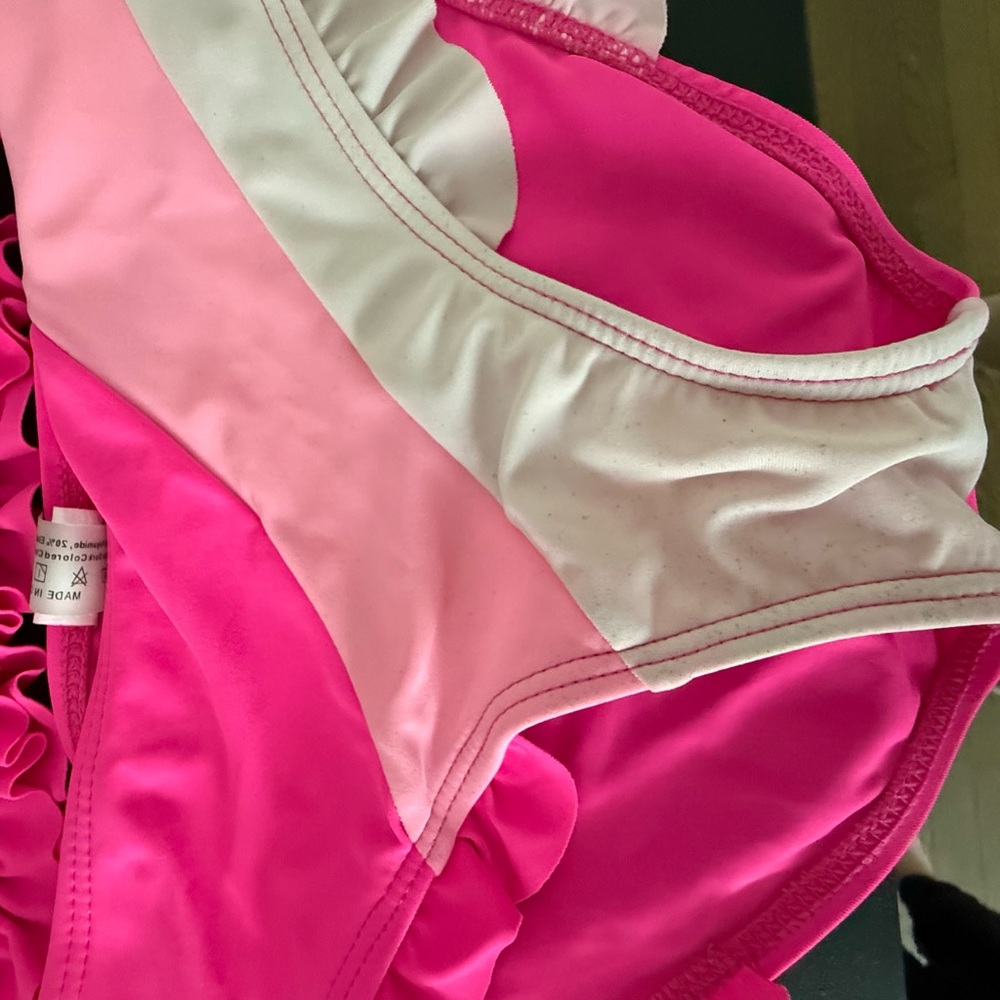Pink and White Ruffled Bikini Set - Picture 2 of 5